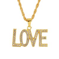 Fashion  Trend Culture Hip Hop  Diamond   Love Letter Hip Hop Necklace  Nihaojewelry Wholesale sku image 1