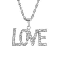 Fashion  Trend Culture Hip Hop  Diamond   Love Letter Hip Hop Necklace  Nihaojewelry Wholesale sku image 2
