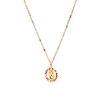 New Fashion Simple Style  Religion Virgin Mary Pendant Holy Necklace Copper Inlaid Colorful Zircon Necklace Nihaojewelry Wholesale sku image 1