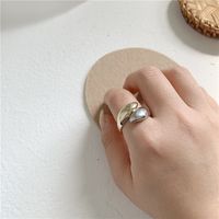 Fashion Water Drop Smooth Opening Adjustable Ring Cross Two-color Stitching Index Finger Ring Wholesale Nihaojewelry main image 2