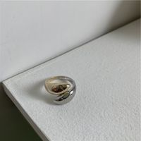 Korea Ins Einfache Und Modische Wasser Tropfen Glatter Oberflächen Öffnung Verstellbarer Ring Kreuz Zweifarbig Genäht Zeigefinger Ring Weiblich main image 6