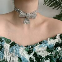 Fashion Full Diamond Geometric Bow Choker Necklace Exaggerated Clavicle Neck Chain Tide Wholesale Nihaojewelry main image 2