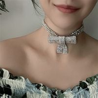 Fashion Full Diamond Geometric Bow Choker Necklace Exaggerated Clavicle Neck Chain Tide Wholesale Nihaojewelry main image 3