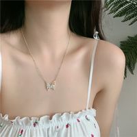 South Korea's New Jewelry Mori Women's Flash Diamond Butterfly Necklace Tide Neck Chain Clavicle Chain Wholesale Nihaojewelry main image 3