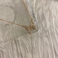 South Korea's New Jewelry Mori Women's Flash Diamond Butterfly Necklace Tide Neck Chain Clavicle Chain Wholesale Nihaojewelry main image 6