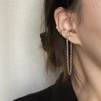 Korean Simple Metal Asymmetric Without Pierced Ear Bone Clip Long Chain Painless Ear Hanging Wholesale Nihaojewelry main image 2