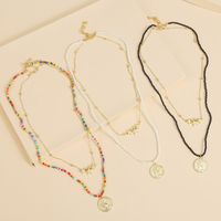 Handmade Two Rice Beads Coins Multi-layer Necklace Trend Long Woven Pendant Jewelry Wholesale Nihaojewelry main image 3