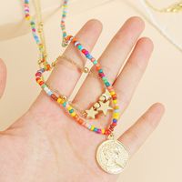 Handmade Two Rice Beads Coins Multi-layer Necklace Trend Long Woven Pendant Jewelry Wholesale Nihaojewelry main image 5