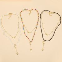 Long Bohemian Star Two Rice Bead Necklaces Trend Hand Woven Love Pendant Wholesale Nihaojewelry main image 3