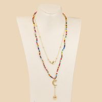Long Bohemian Star Two Rice Bead Necklaces Trend Hand Woven Love Colgante Al Por Mayor Nihaojewelry main image 4
