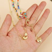 Long Bohemian Star Two Rice Bead Necklaces Trend Hand Woven Love Pendant Wholesale Nihaojewelry main image 5