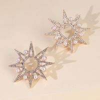 New Rhinestone Stars Snowflake Pearl Earrings Exaggerated Large Earrings Wholesale Nihaojewelry main image 2
