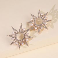 New Rhinestone Stars Snowflake Pearl Earrings Exaggerated Large Earrings Wholesale Nihaojewelry main image 4