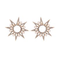 New Rhinestone Stars Snowflake Pearl Earrings Exaggerated Large Earrings Wholesale Nihaojewelry main image 5