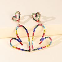 Big Earring Jewelry Alloy Heart-shaped Colorful Diamond Pierced Earrings Wholesale Nihaojewelry main image 1