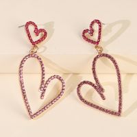 Big Earring Jewelry Alloy Heart-shaped Colorful Diamond Pierced Earrings Wholesale Nihaojewelry main image 6