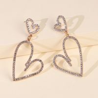Big Earring Jewelry Alloy Heart-shaped Colorful Diamond Pierced Earrings Wholesale Nihaojewelry main image 5