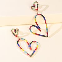 Big Earring Jewelry Alloy Heart-shaped Colorful Diamond Pierced Earrings Wholesale Nihaojewelry main image 4