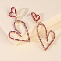 Big Earring Jewelry Alloy Heart-shaped Colorful Diamond Pierced Earrings Wholesale Nihaojewelry main image 3