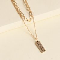 Fashion Simple English Square Brand Multi-layer Suit Necklace Wholesale Nihaojewelry main image 3