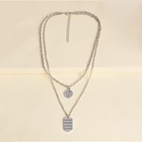 Retro New Alloy Square Brand English Multi-layer Two-piece Necklace Item Hot Wholesale Nihaojewelry main image 5