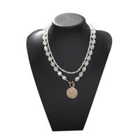 En Forme De Perle Double Couche Collier Long Simple Et Mignon Pendentif Rond Conception De Niche Simple Collier De Mode En Gros Nihaojewelry main image 1