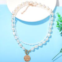 Shaped Pearl Double-layer Long Necklace Simple And Cute Round Pendant Niche Design Simple Fashion Necklace Wholesale Nihaojewelry main image 4