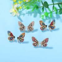 Fashion Color Diamond Butterfly Earrings Super Symmetrical Insect Color Earrings Full Diamond Wings Ear Hooks Wholesale Nihaojewelry main image 6
