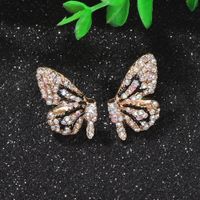 Fashion Color Diamond Butterfly Earrings Super Symmetrical Insect Color Earrings Full Diamond Wings Ear Hooks Wholesale Nihaojewelry main image 4
