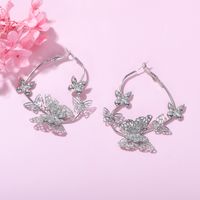 Fashion Retro Butterfly Shaped Earrings Three-dimensional Hollow Diamond Mesh Earrings Wholesale Nihaojewelry main image 6