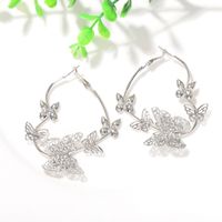 Fashion Retro Butterfly Shaped Earrings Three-dimensional Hollow Diamond Mesh Earrings Wholesale Nihaojewelry main image 5
