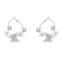 Fashion Retro Butterfly Shaped Earrings Three-dimensional Hollow Diamond Mesh Earrings Wholesale Nihaojewelry main image 3