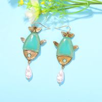 Fish-shaped Drop Pearl Earrings Beach Style Wild Multicolor Resin Earrings Wholesale Nihaojewelry main image 1