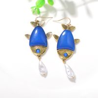 Fish-shaped Drop Pearl Earrings Beach Style Wild Multicolor Resin Earrings Wholesale Nihaojewelry main image 3