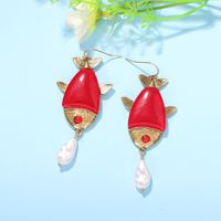 Fish-shaped Drop Pearl Earrings Beach Style Wild Multicolor Resin Earrings Wholesale Nihaojewelry main image 5