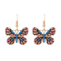 Color Diamond Butterfly Earrings Color Insect Exaggerated Ear Hook Multi-color Super Flash Full Diamond Earrings Wholesale Nihaojewelry main image 1