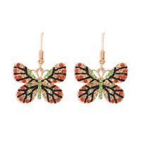 Color Diamond Butterfly Earrings Color Insect Exaggerated Ear Hook Multi-color Super Flash Full Diamond Earrings Wholesale Nihaojewelry main image 5