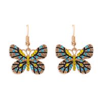 Color Diamond Butterfly Earrings Color Insect Exaggerated Ear Hook Multi-color Super Flash Full Diamond Earrings Wholesale Nihaojewelry main image 4