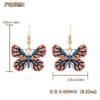 Color Diamond Butterfly Earrings Color Insect Exaggerated Ear Hook Multi-color Super Flash Full Diamond Earrings Wholesale Nihaojewelry main image 3