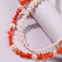 Hot-sale Colorful Natural Stone Double-layer Necklace Bohemian Holiday Style Fashion Pearl Necklace Wholesale Nihaojewelry main image 5