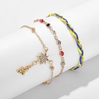 Footwear Summer Beach Style Color Diamond Line Rope Star Beaded Anklet 3 Piece Set Wholesale Nihaojewelry main image 4