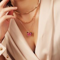 Bijoux De Mode Simple Chaîne En Métal Collier De Perles Papillon En Gros Nihaojewelry main image 1