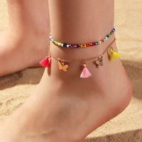 Fashion Jewelry Beach Style Mixed Color Bead Accessories Tassel Butterfly Anklet Wholesale Nihaojewelry main image 1