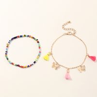Fashion Jewelry Beach Style Mixed Color Bead Accessories Tassel Butterfly Anklet Wholesale Nihaojewelry main image 4