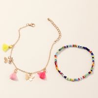 Fashion Jewelry Beach Style Mixed Color Bead Accessories Tassel Butterfly Anklet Wholesale Nihaojewelry main image 5