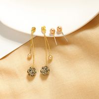 Fashion Wild Pearl Earrings Diamond Copper Ball Earrings Long Section Super Fairy Tassel Earrings Wholesale Nihaojewelry main image 2