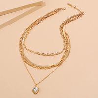 Simple Exaggerated Retro Geometric Love Diamond Necklace Fashion Trend Creative Multi-layer Necklace Wholesale Nihaojewelry main image 3