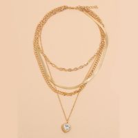 Simple Exaggerated Retro Geometric Love Diamond Necklace Fashion Trend Creative Multi-layer Necklace Wholesale Nihaojewelry main image 5