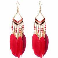 Fashion Feather Earrings Drop-shaped Tassel Earrings Wild Temperament Earrings main image 3