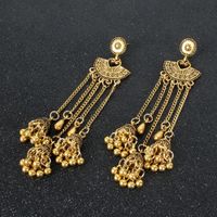 Alloy Tassel Long Earrings Heart-shaped Fan Bell Earrings Ethnic Style Earrings main image 5